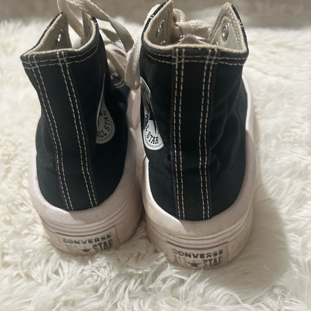 Converse platform Black High-Top Sneakers with White Accents size 7 - Picture 7 of 10